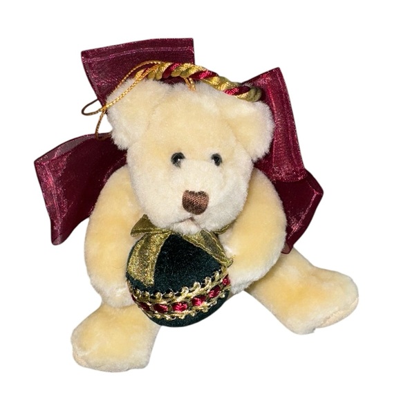 Vintage Russ Berrie & Co 90s Teddy Bear Ornament With Bow & Halo #4574 NWT - Picture 7 of 11
